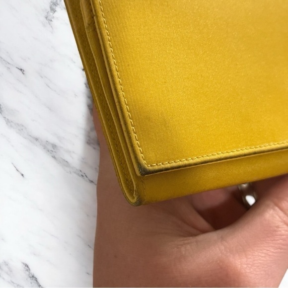 PRADA Authentic Giallo Tessuto Nylon Wallet on detachable Gold White Rope Chain - Picture 7 of 17